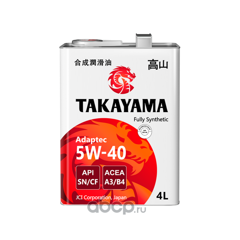 Масло моторное   TAKAYAMA   Adaptec  SAE 5W-40  A3/B4  SN/CF   4 л 