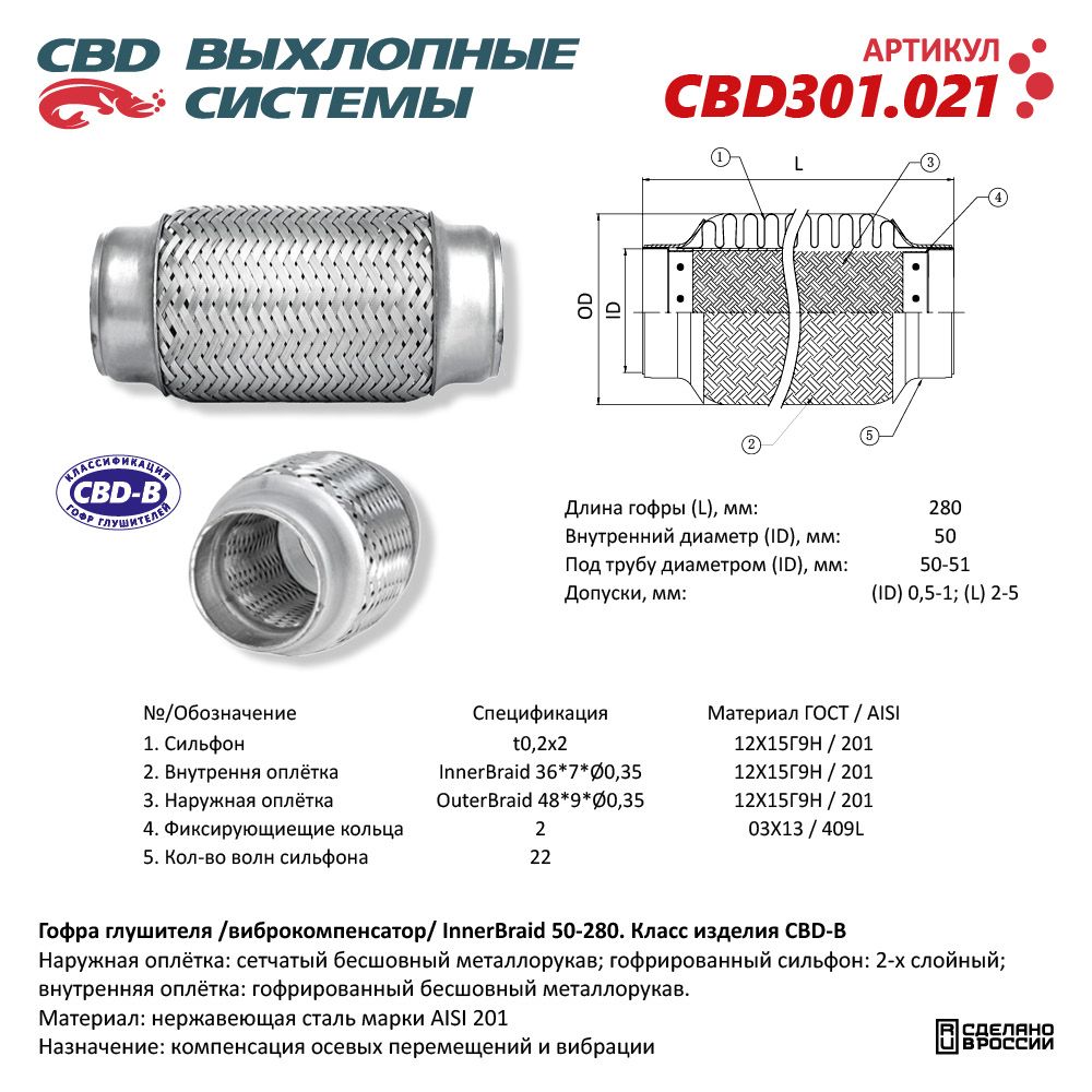 Гофра  50 х 280   CBD