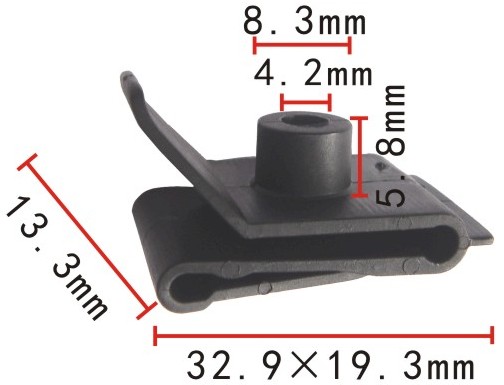 Держатель (скоба) ф4.2*33*19 подкрылков, защиты GM, Lexus, Mazda, Toyota (OEM 94841226, 5387914010A,