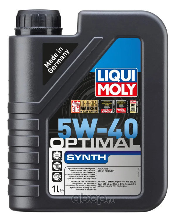 Масло моторное   LiquiMoly Синт-ое Optimal Synth 5W-40 SN Plus/CF A3/B4  1л