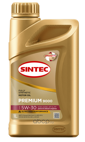 Масло моторное   SINTEC PREMIUM  9000  SAE 5W-30  A3/B4  SL/CF   1 л