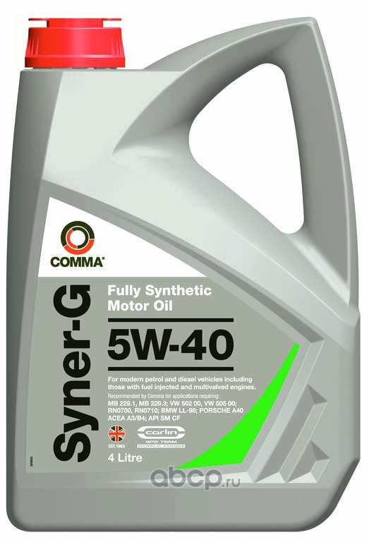 Масло моторное синтетика  COMMA Syner-G   5w-40  4 л