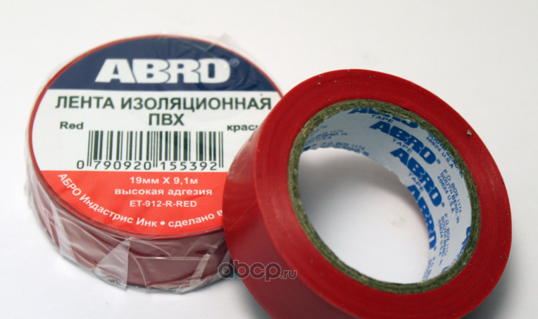 Изолента красная  "ABRO"  (19мм х 9.1 м)