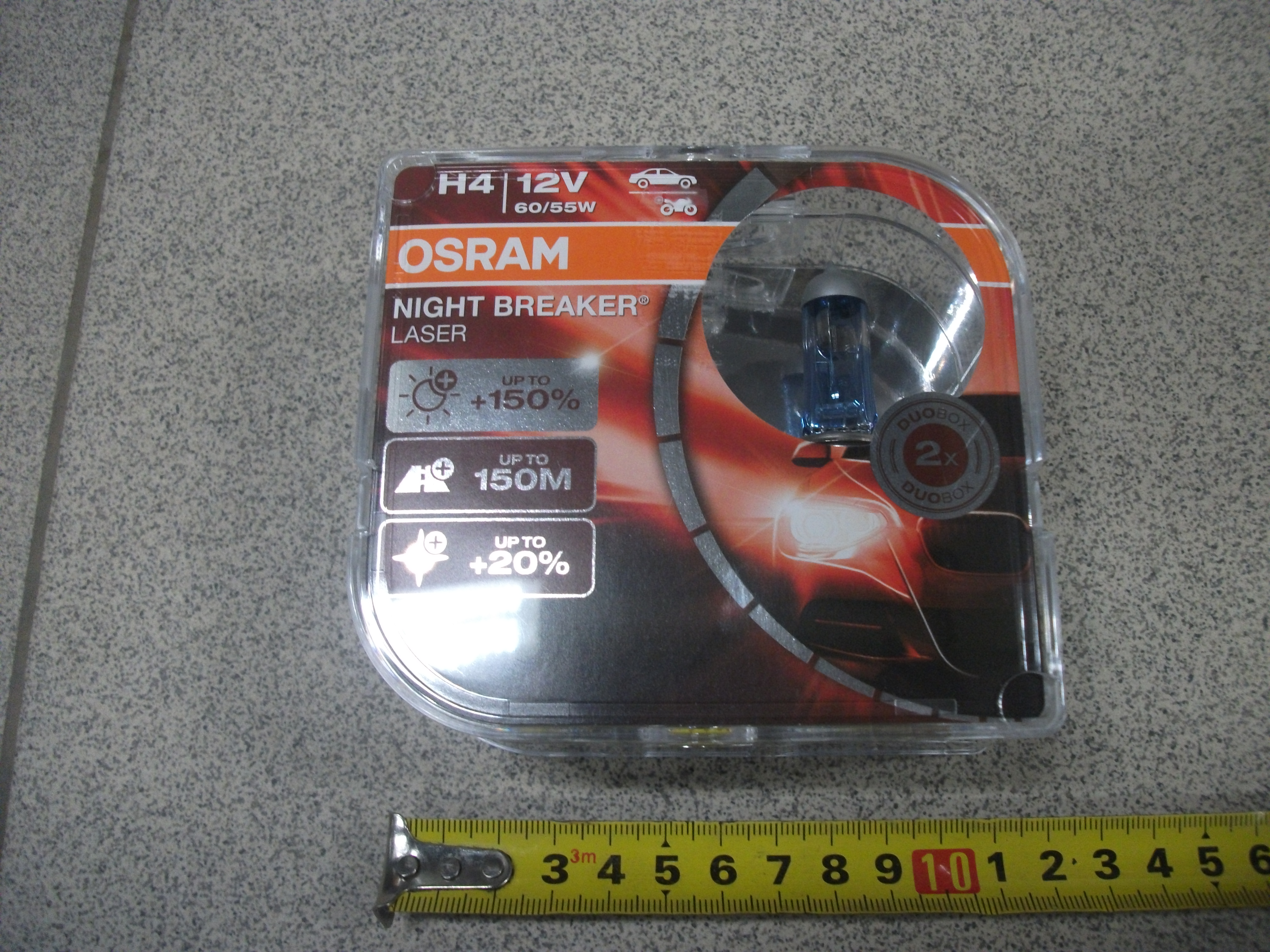 H4   12v 55/60w + 150%  OSRAM      NIGHT BRAKER LASER