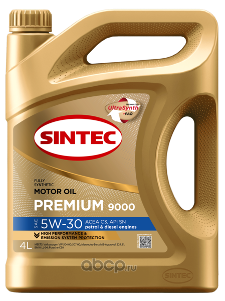 Масло моторное   SINTEC PREMIUM  9000  SAE 5W-30 C3  SN   4 л 