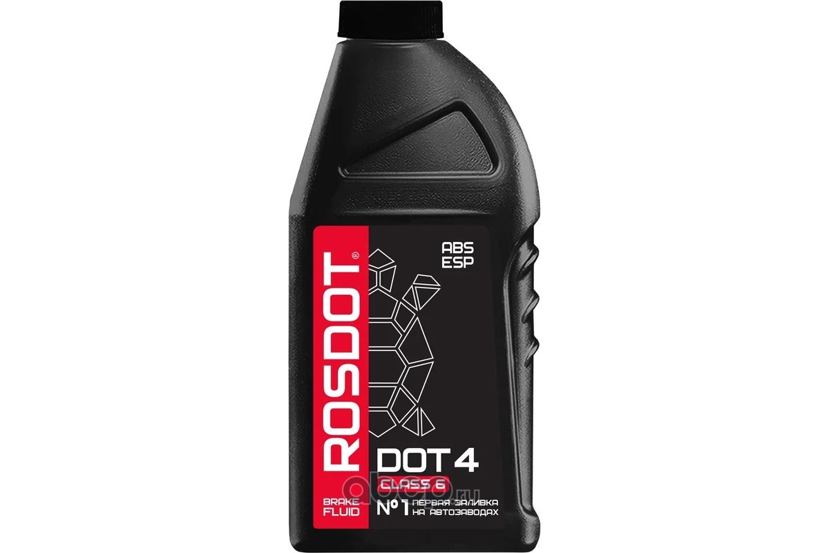 Тормозная жидкость "DOT-4" (455 гр.)  ROSDOT 6  "черный флакон"
