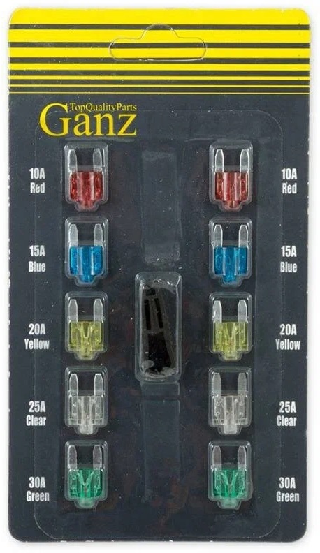 Предохранители  флажковые  mini (к-т 10шт)  GANZ   со  световой  индикацией 