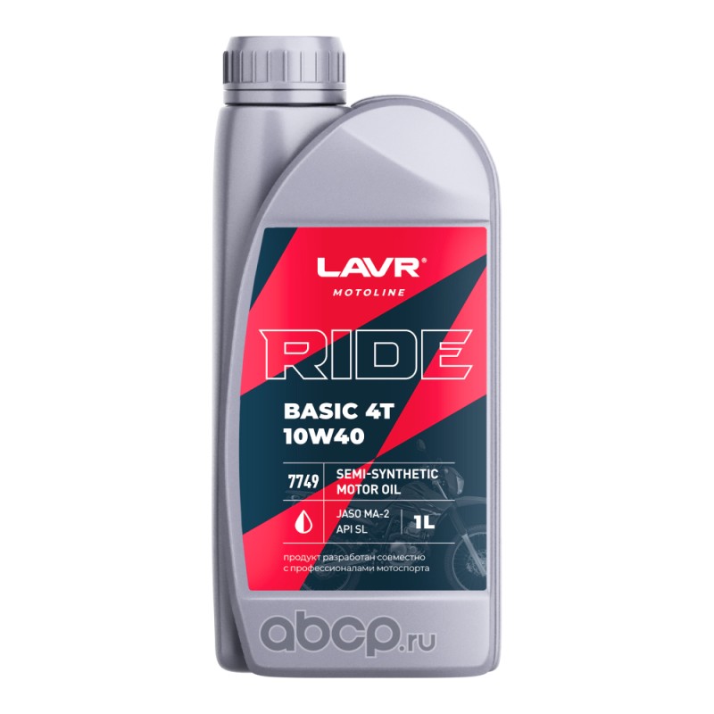 Масло моторное   LAVR MOTO   RIDE BASIC   SAE 10W-40 SL   1 л  4T