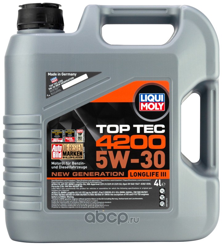 Масло моторное   Liqui Moly НС-синт-ое Top Tec 4200 5W-30   4л