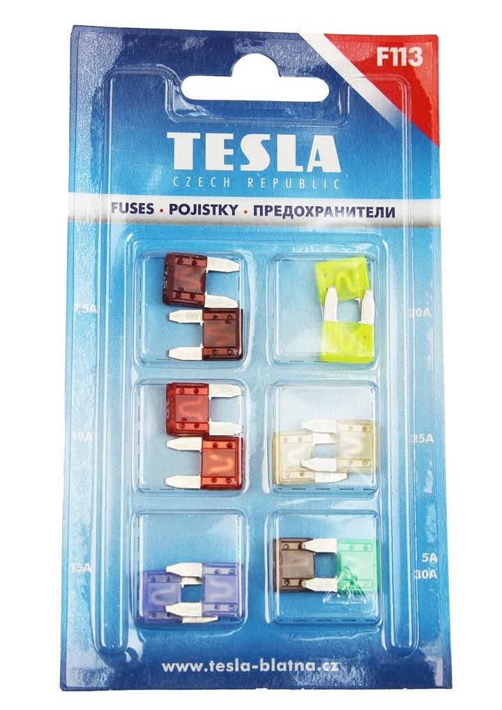 Предохранители  флажковые  mini (к-т 12шт)   TESLA