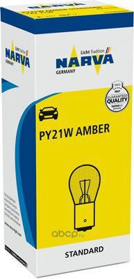 PY21W 12V   Желтая   Цоколь   (СМЕЩЕННАЯ)   NARVA BAU15S